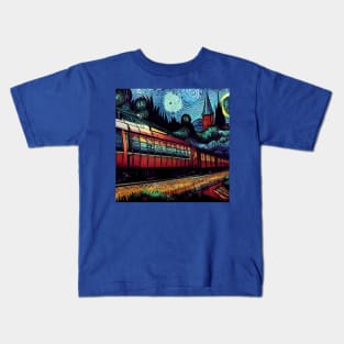 Starry Night Wizarding Express Train Kids T-Shirt